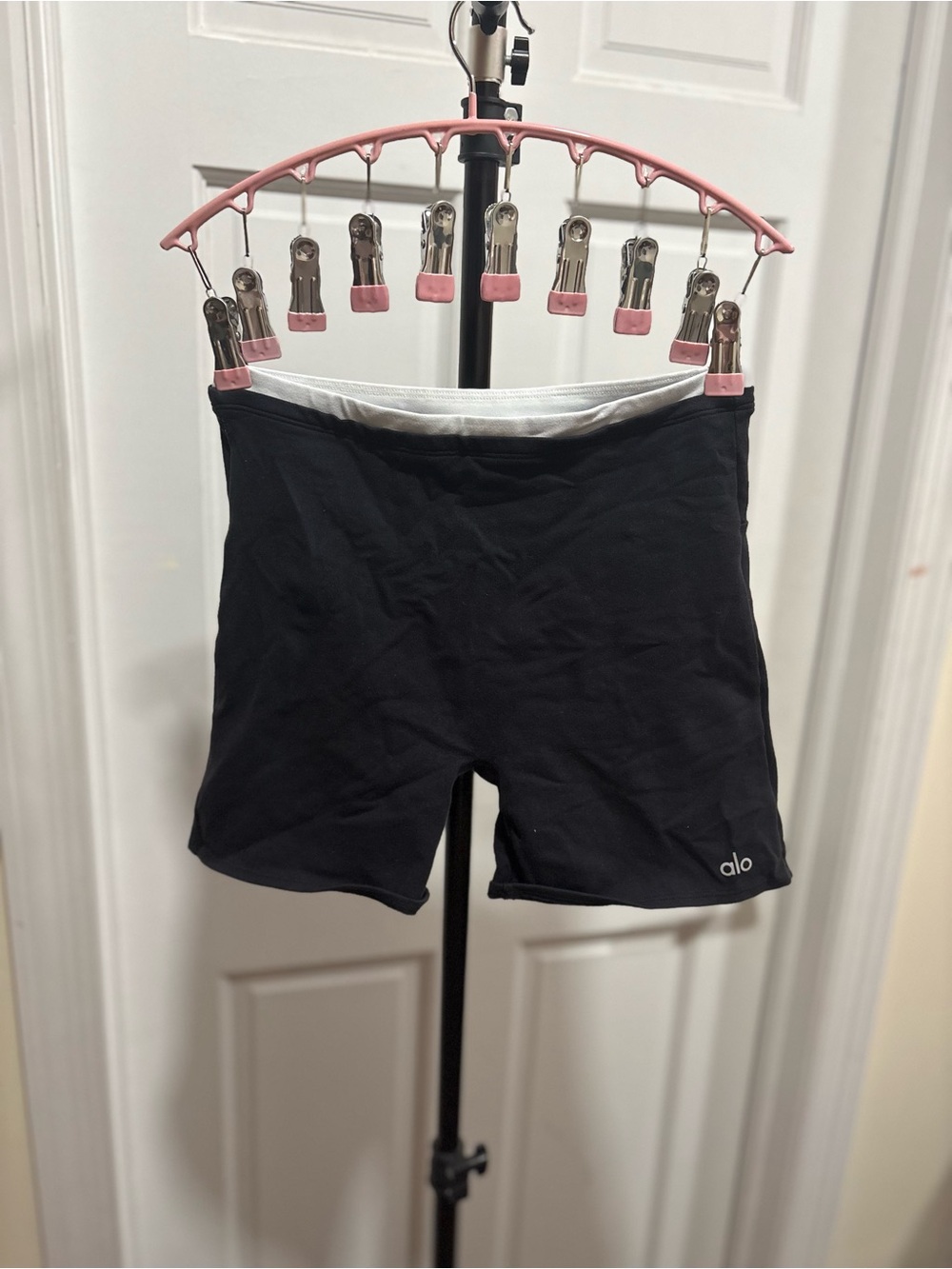 ALO Black & White Double Layered Bike Short